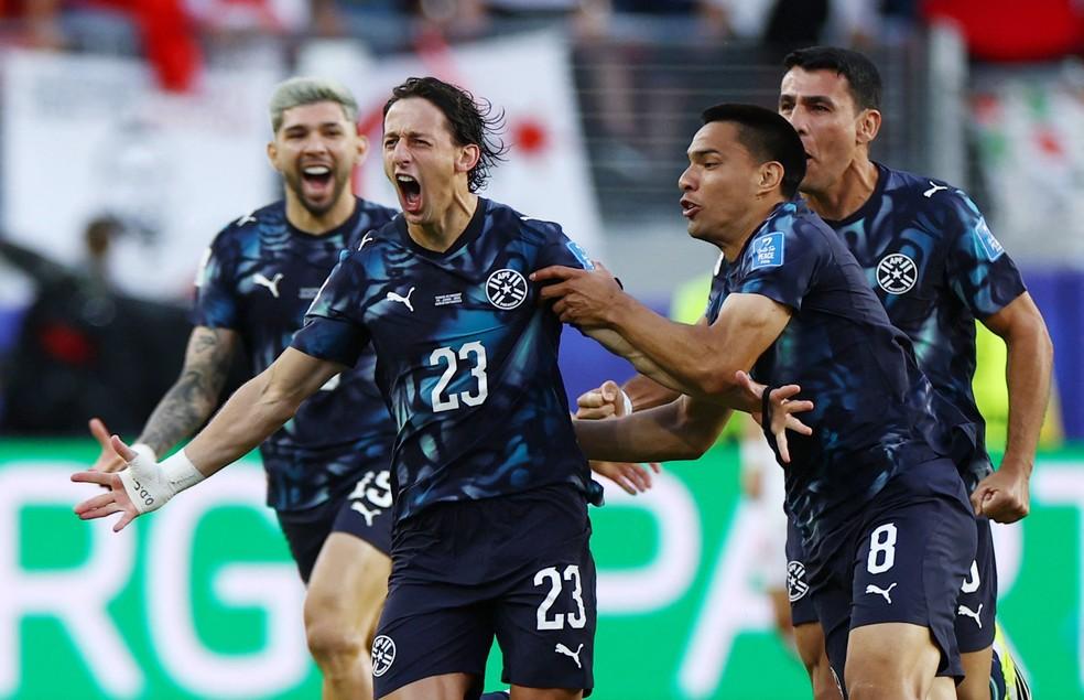 Matías Galarza comemora gol do Paraguai — Foto: REUTERS/Carlos Barria