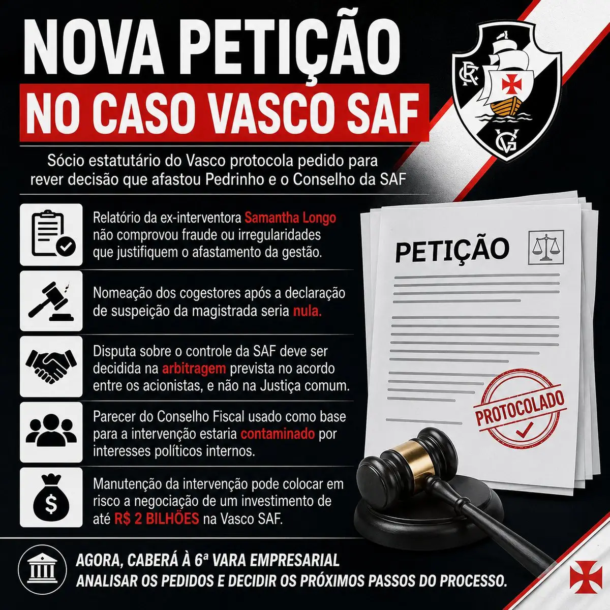 Sócio estatutário protocola pedido para entrar na ação sobre a intervenção na SAF