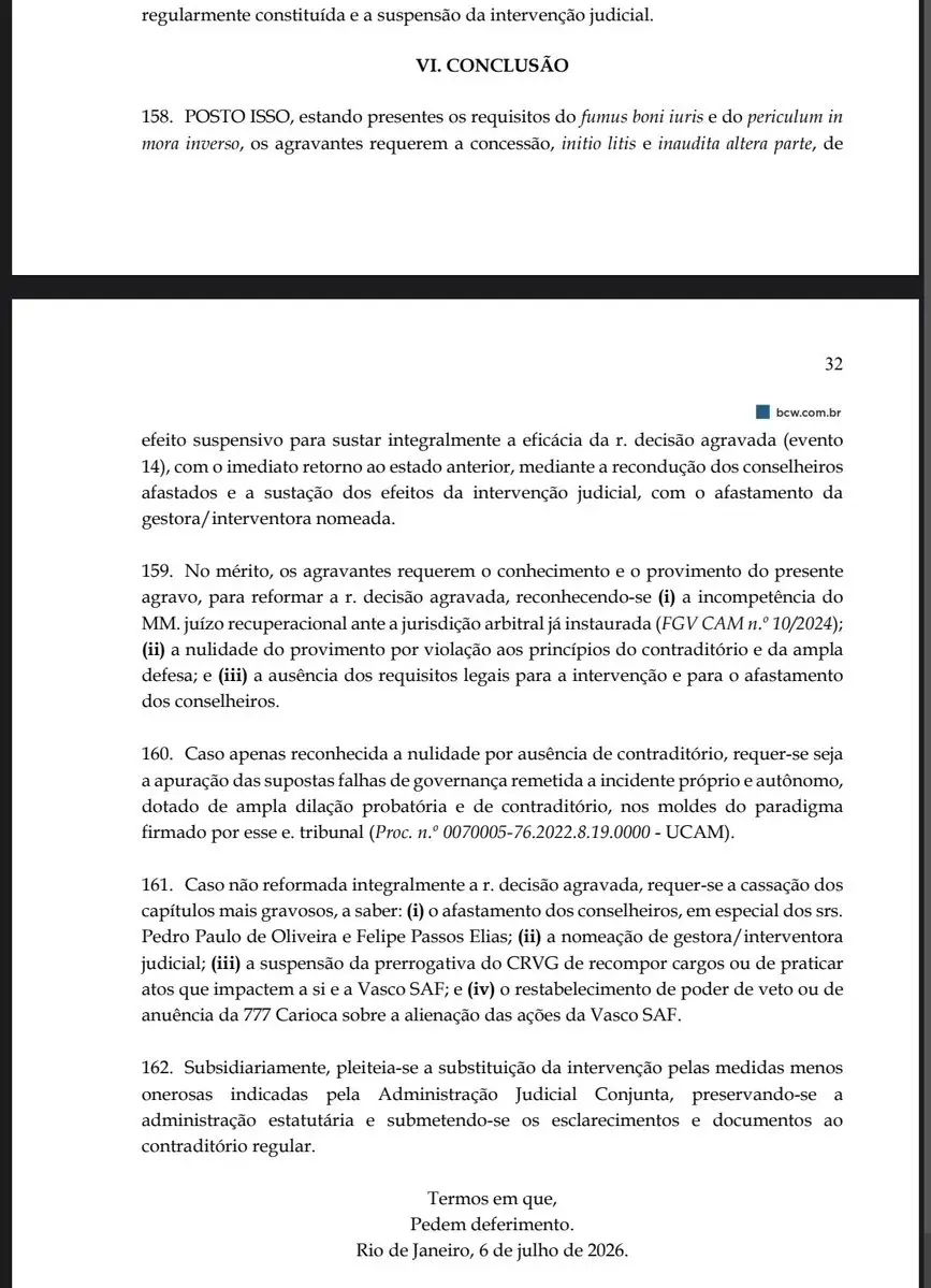 Veja os pedidos feitos, no agravo, pelos afastados da administração da SAF