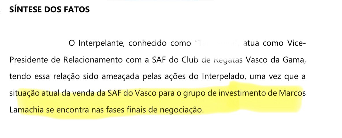 Em processo contra usuário do X, VP do Vasco revela que venda da SAF está 'nas fases finais de negociação'