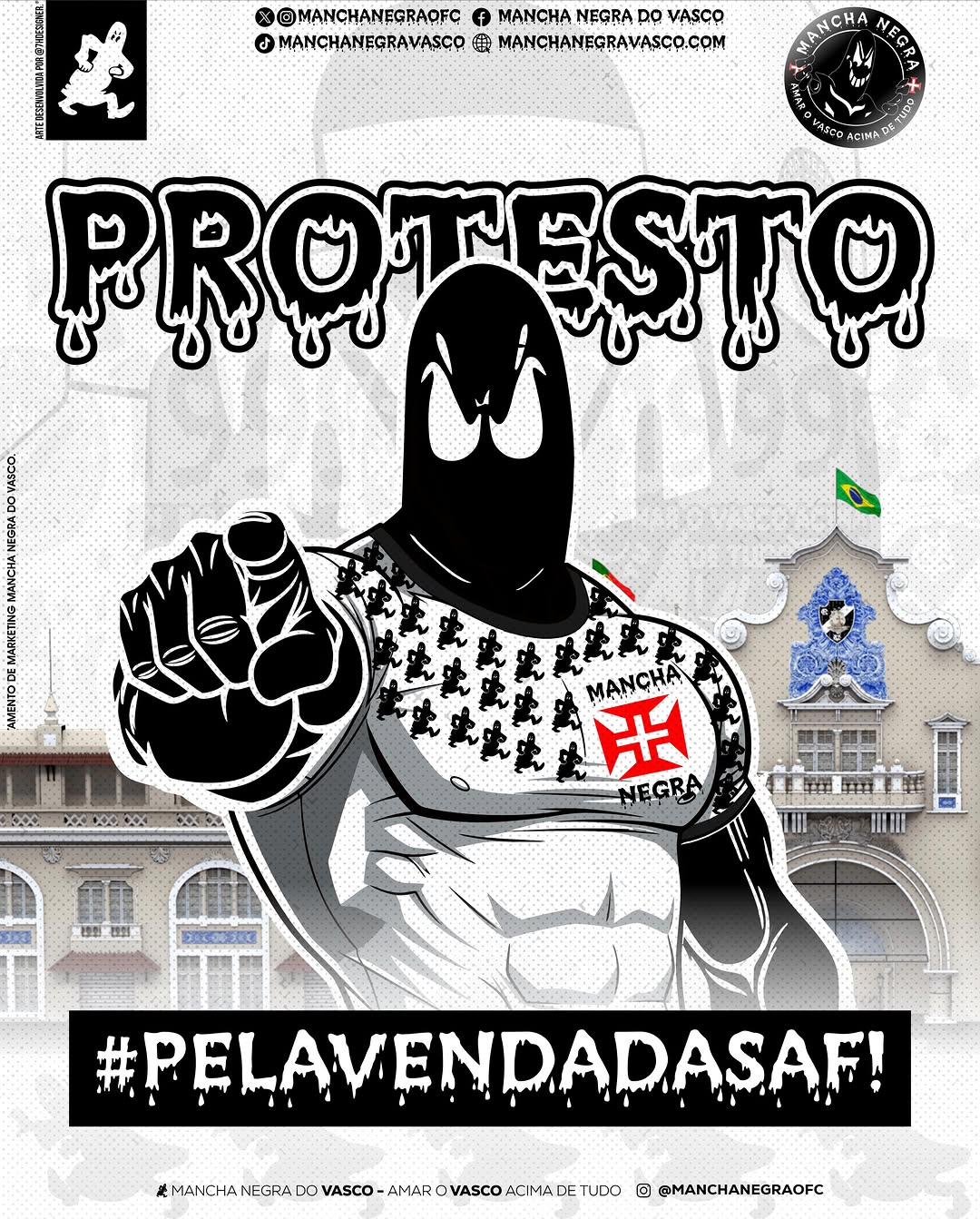 Mancha Negra e GDA confirmam presença no protesto deste domingo em frente a São Januário