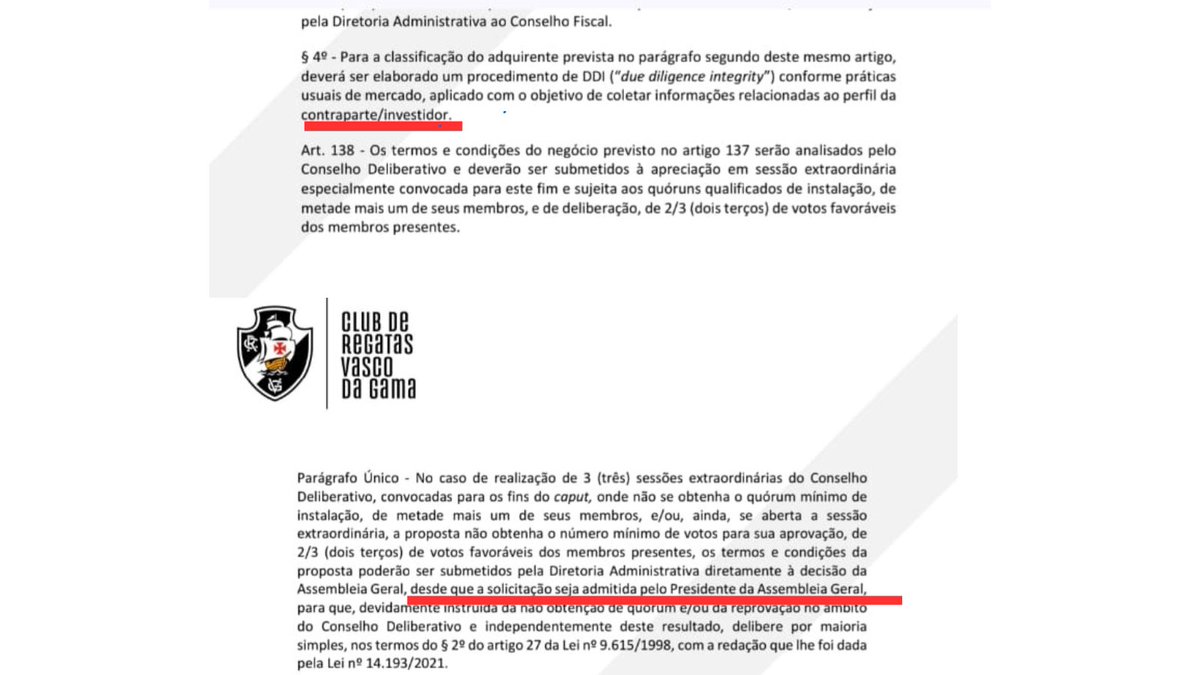 Presidente da Assembleia Geral não seria obrigado a convocar AGE para venda da SAF, diz perfil